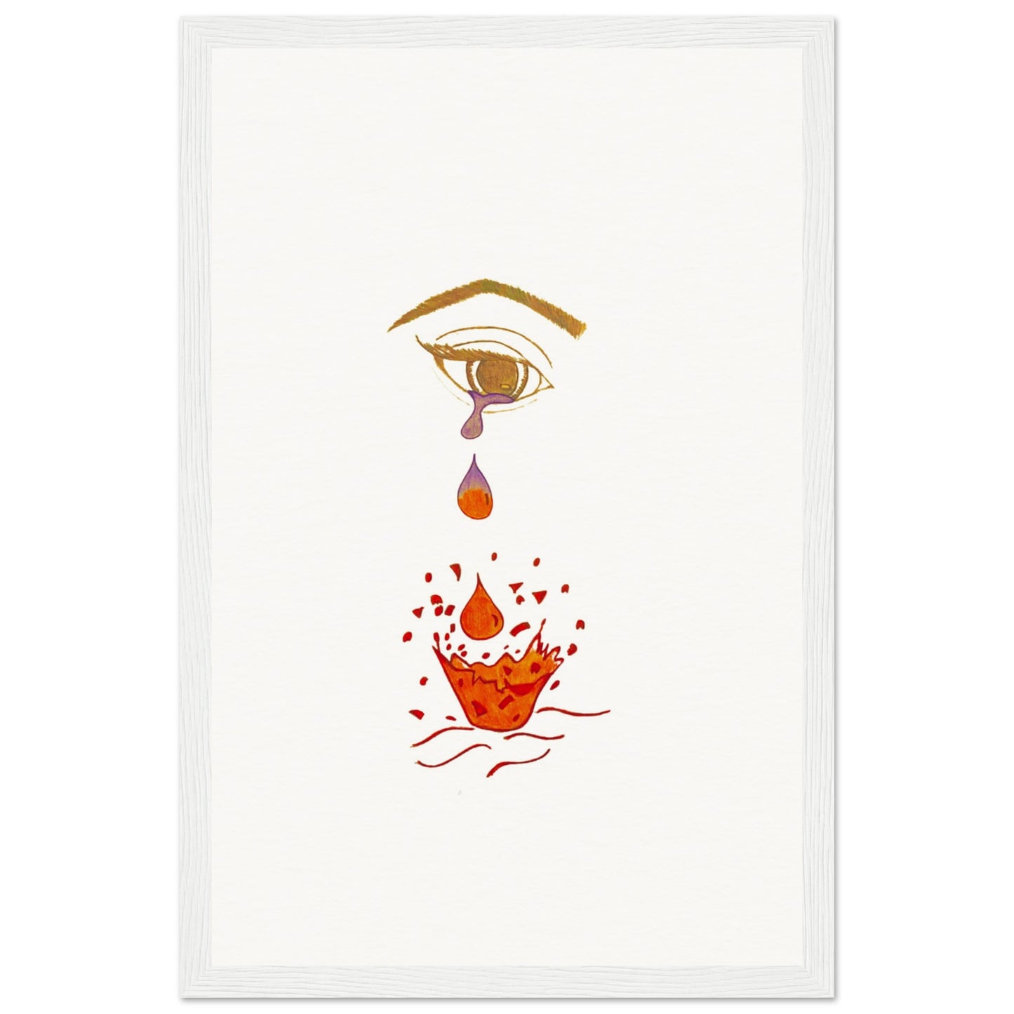 Crying eye Shattered -Museum-Quality Matte Paper Wooden Framed Poster