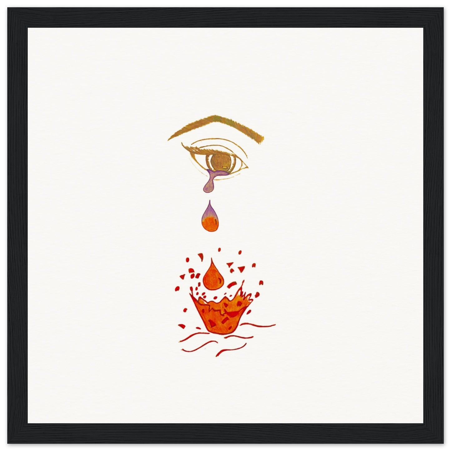 Crying eye Shattered -Museum-Quality Matte Paper Wooden Framed Poster