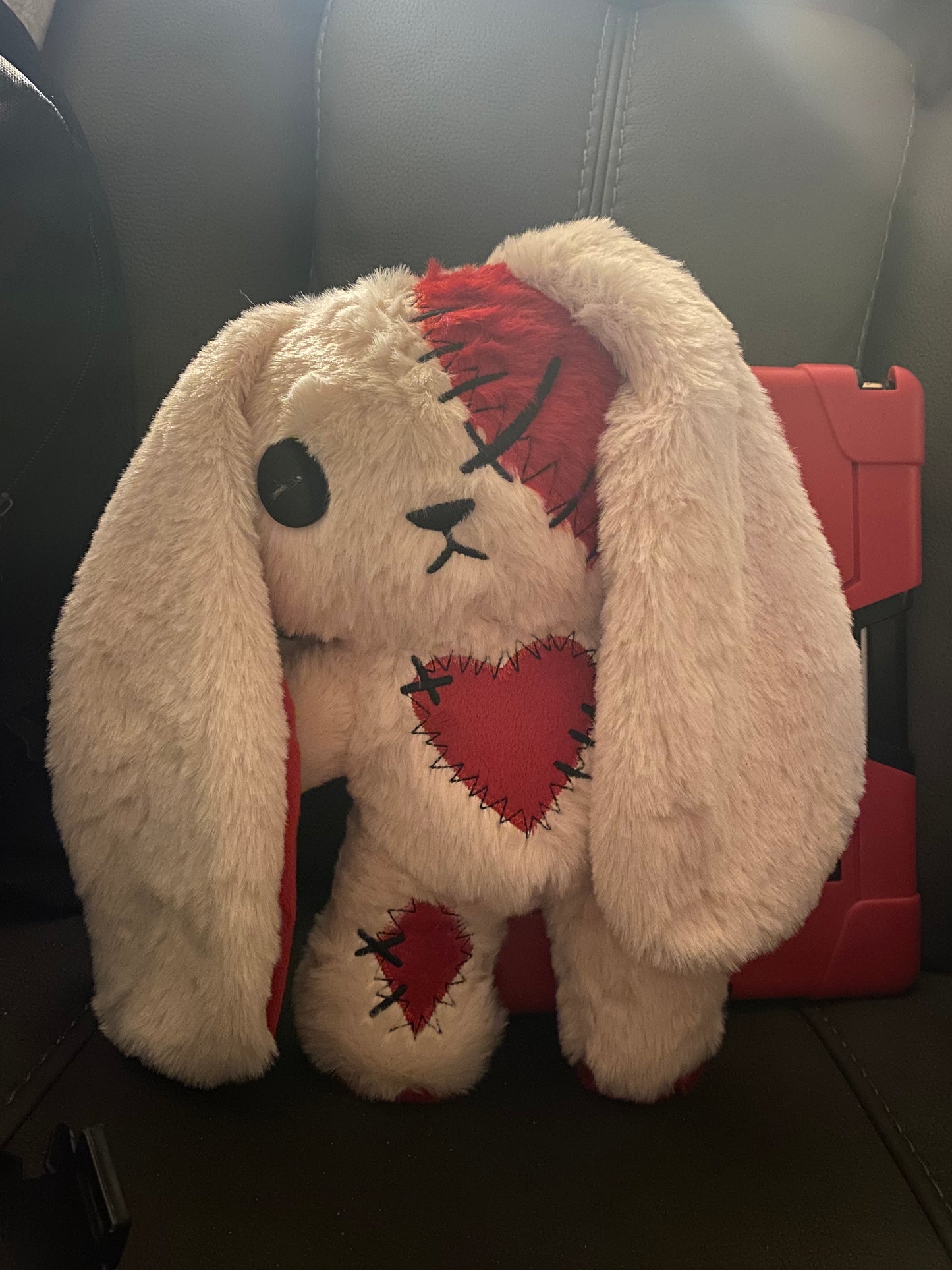 Cute red and white goth bunny plushie