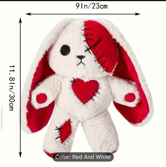 Cute red and white goth bunny plushie
