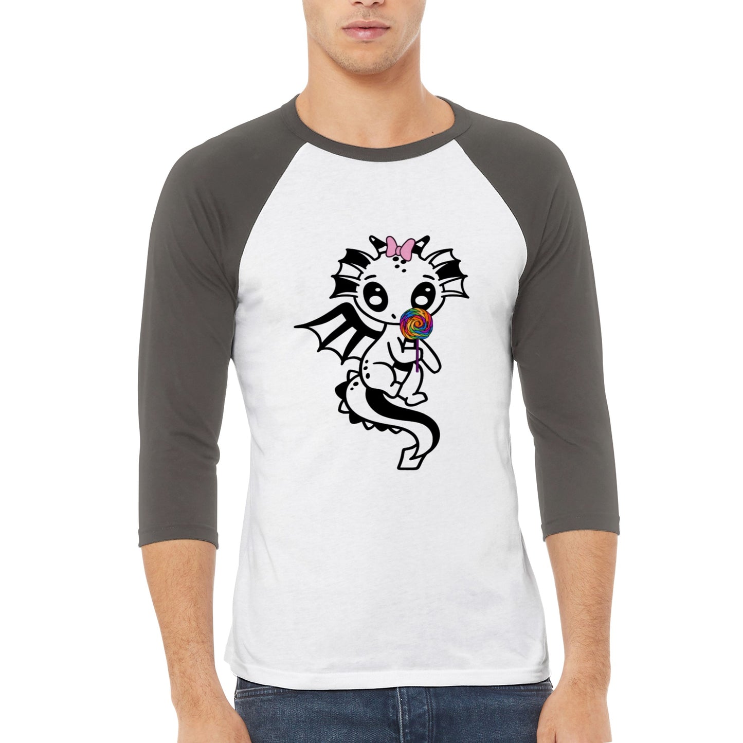 lollipop Dragon-Unisex 3/4 sleeve Raglan T-shirt