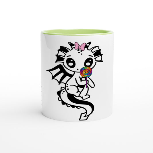 lollipop Dragon-White 11oz Ceramic Mug with Color Inside