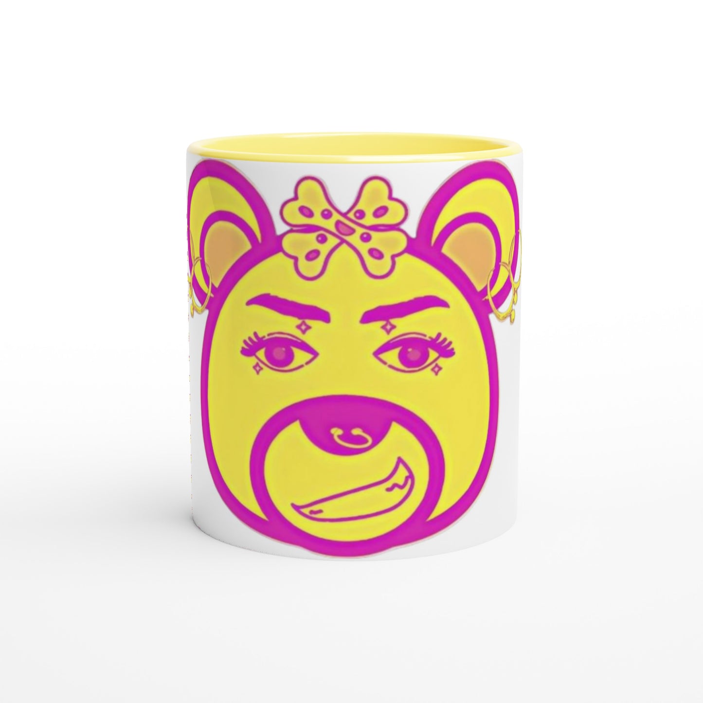 Neon Bear-White 11oz Ceramic Mug with Color Inside