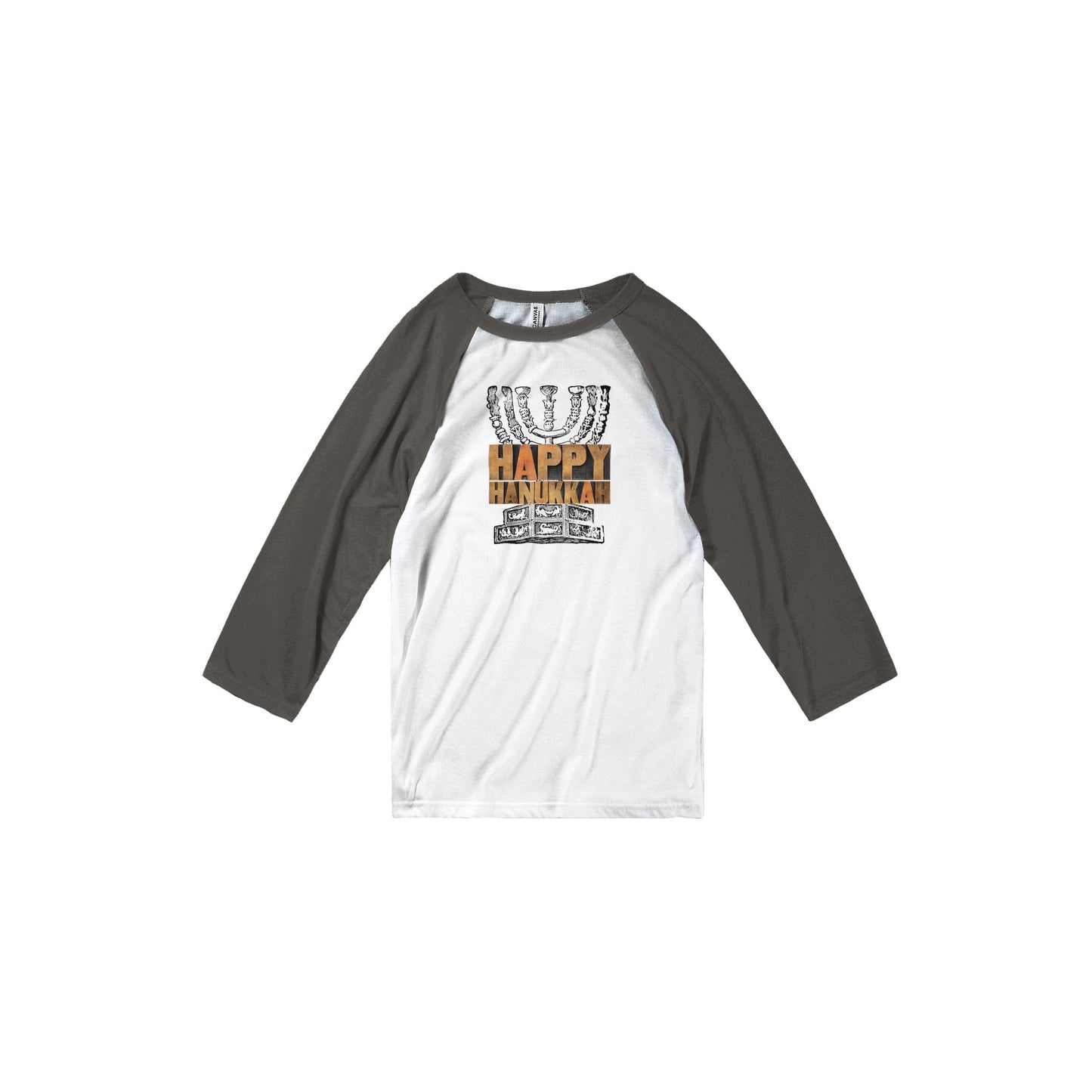 Happy Hanukkah menorah - Unisex 3/4 sleeve Raglan T-shirt