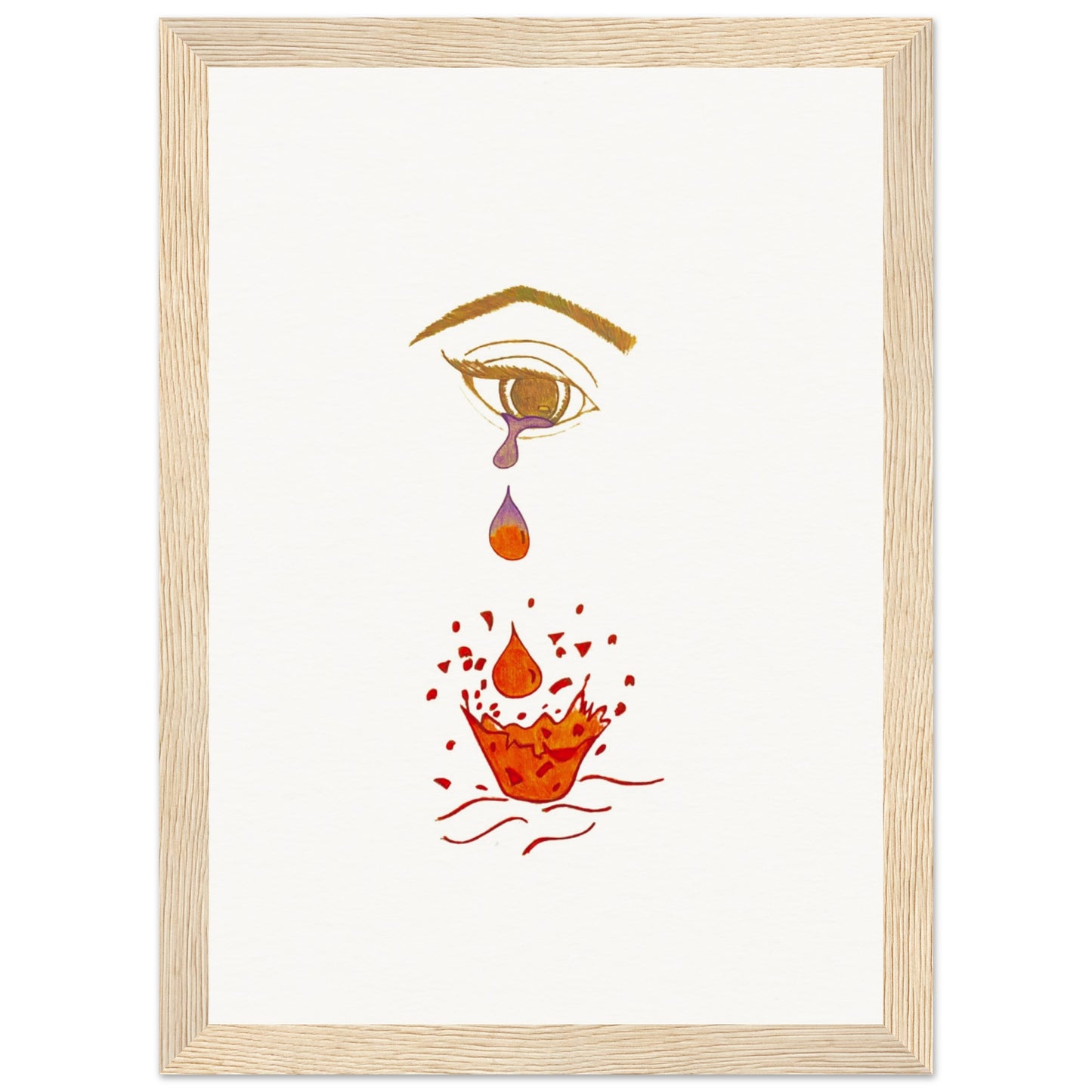 Crying eye Shattered -Museum-Quality Matte Paper Wooden Framed Poster