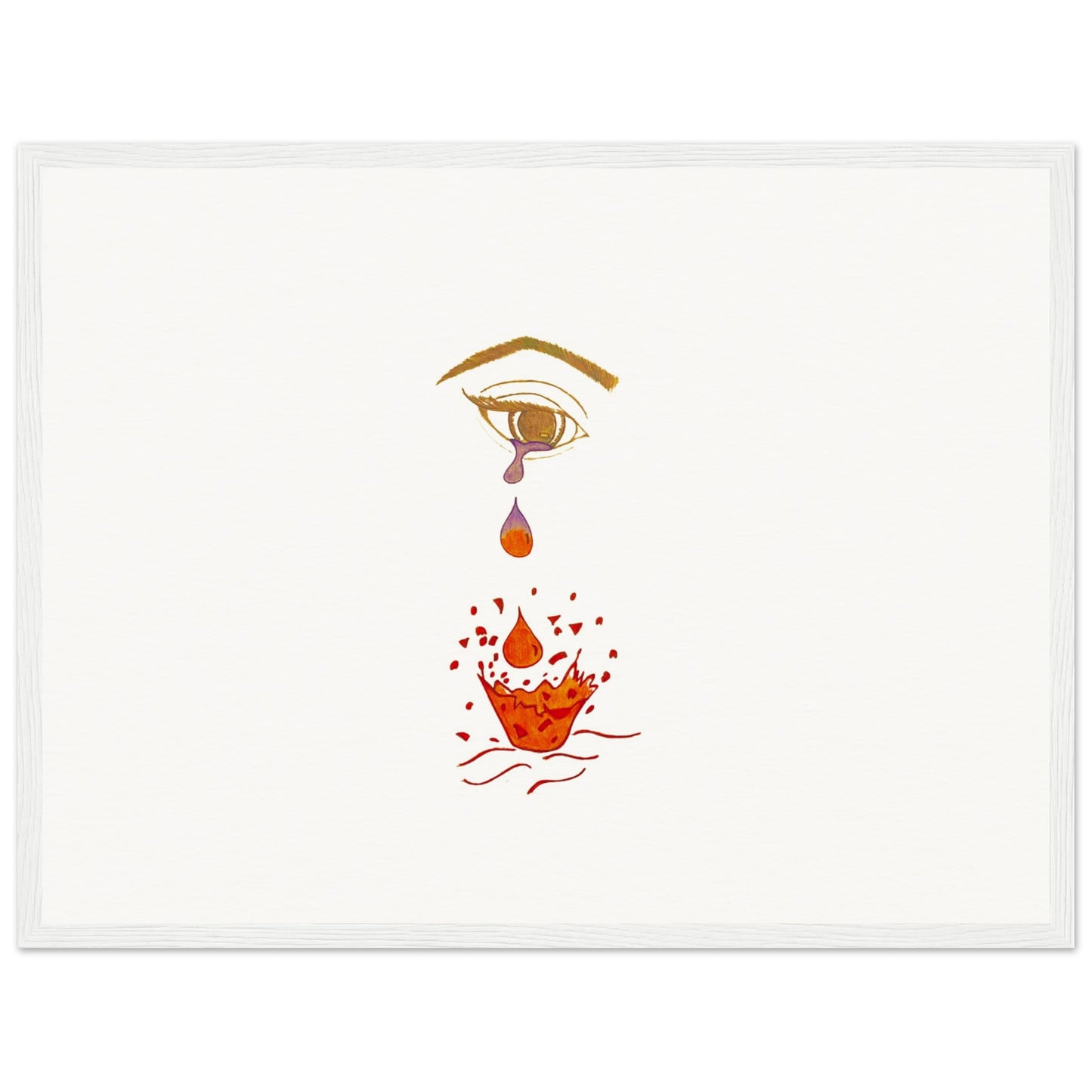 Crying eye Shattered -Museum-Quality Matte Paper Wooden Framed Poster