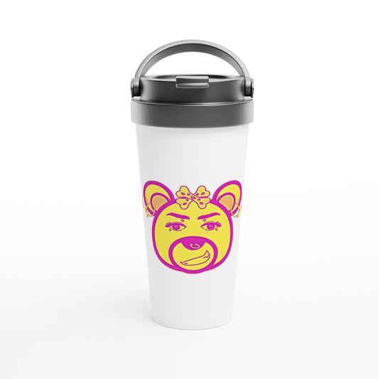 Neon Bear-White 15oz Stainless Steel Travel Mug