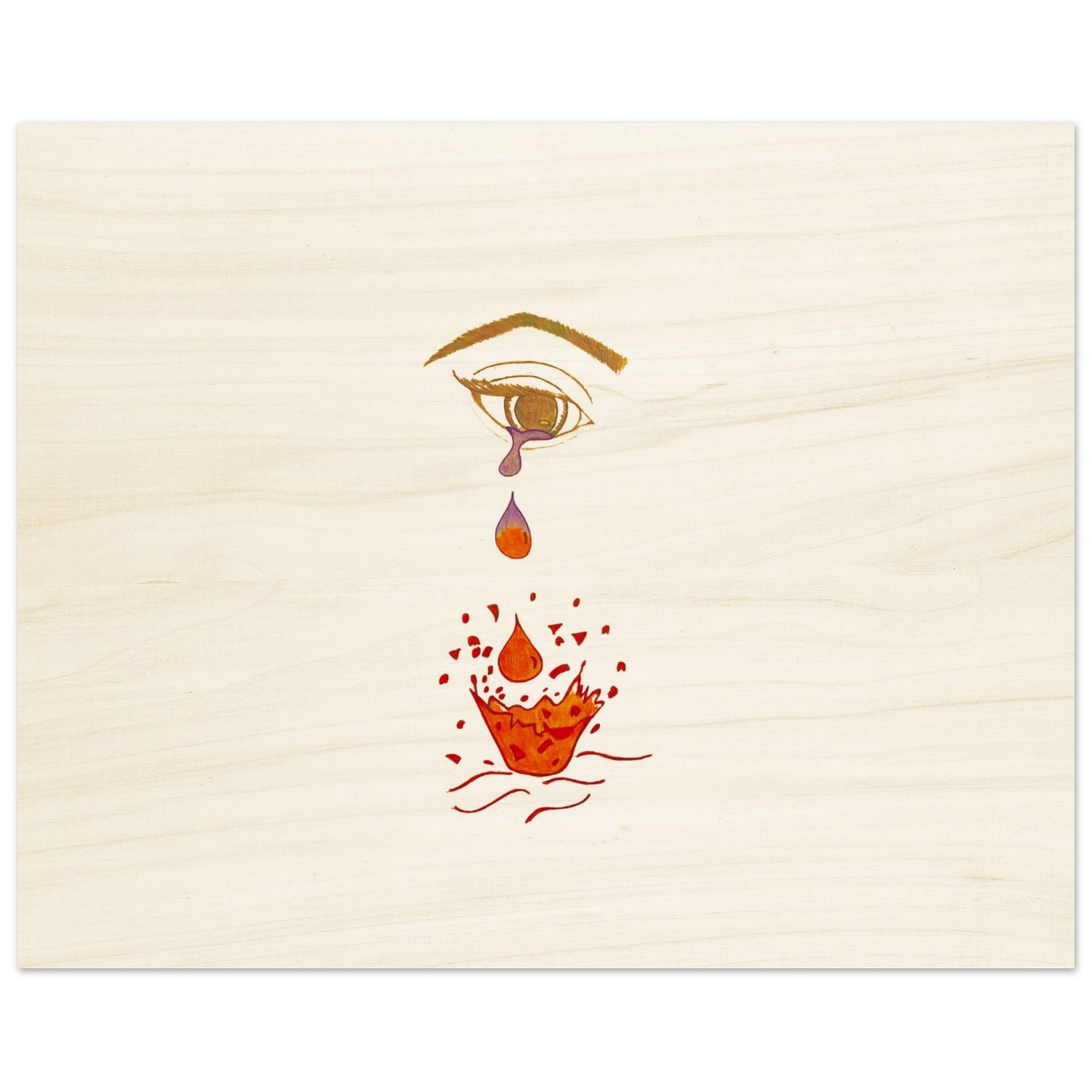 Crying eye Shattered -Wood Prints