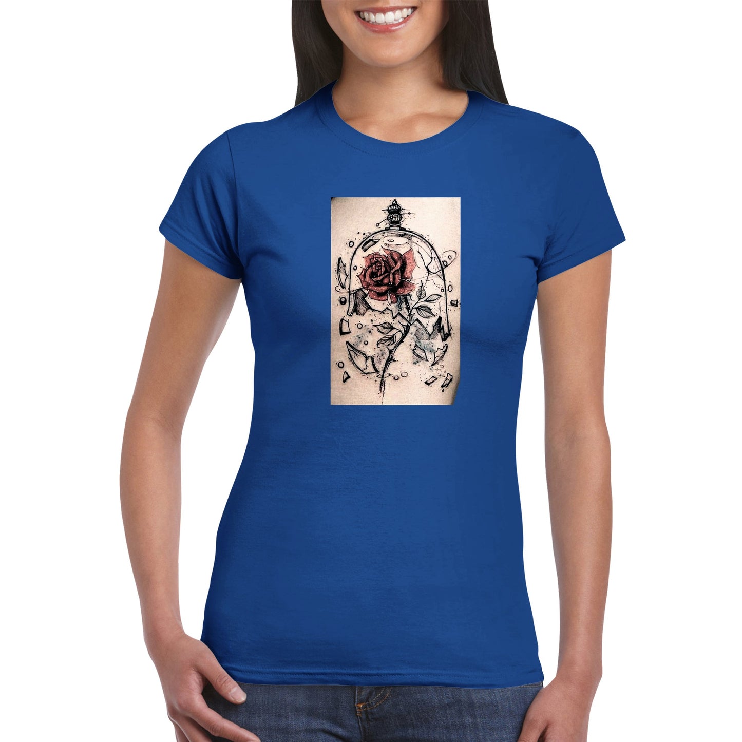 Broken Rose Glass -Classic Womens Crewneck T-shirt