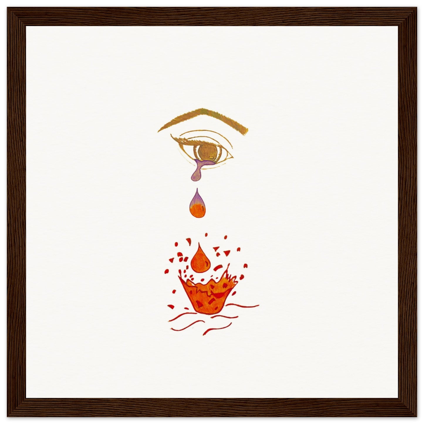 Crying eye Shattered -Museum-Quality Matte Paper Wooden Framed Poster