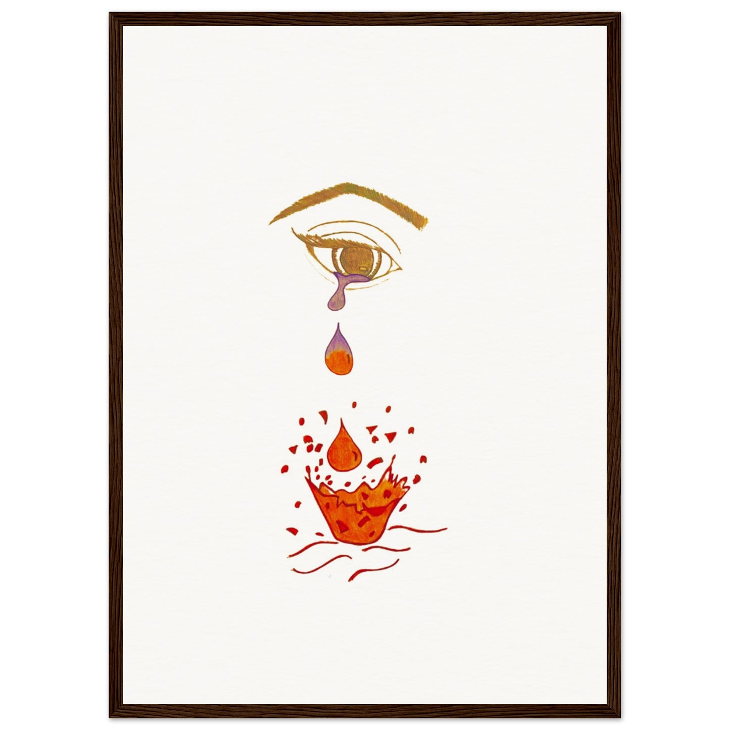 Crying eye Shattered -Museum-Quality Matte Paper Wooden Framed Poster