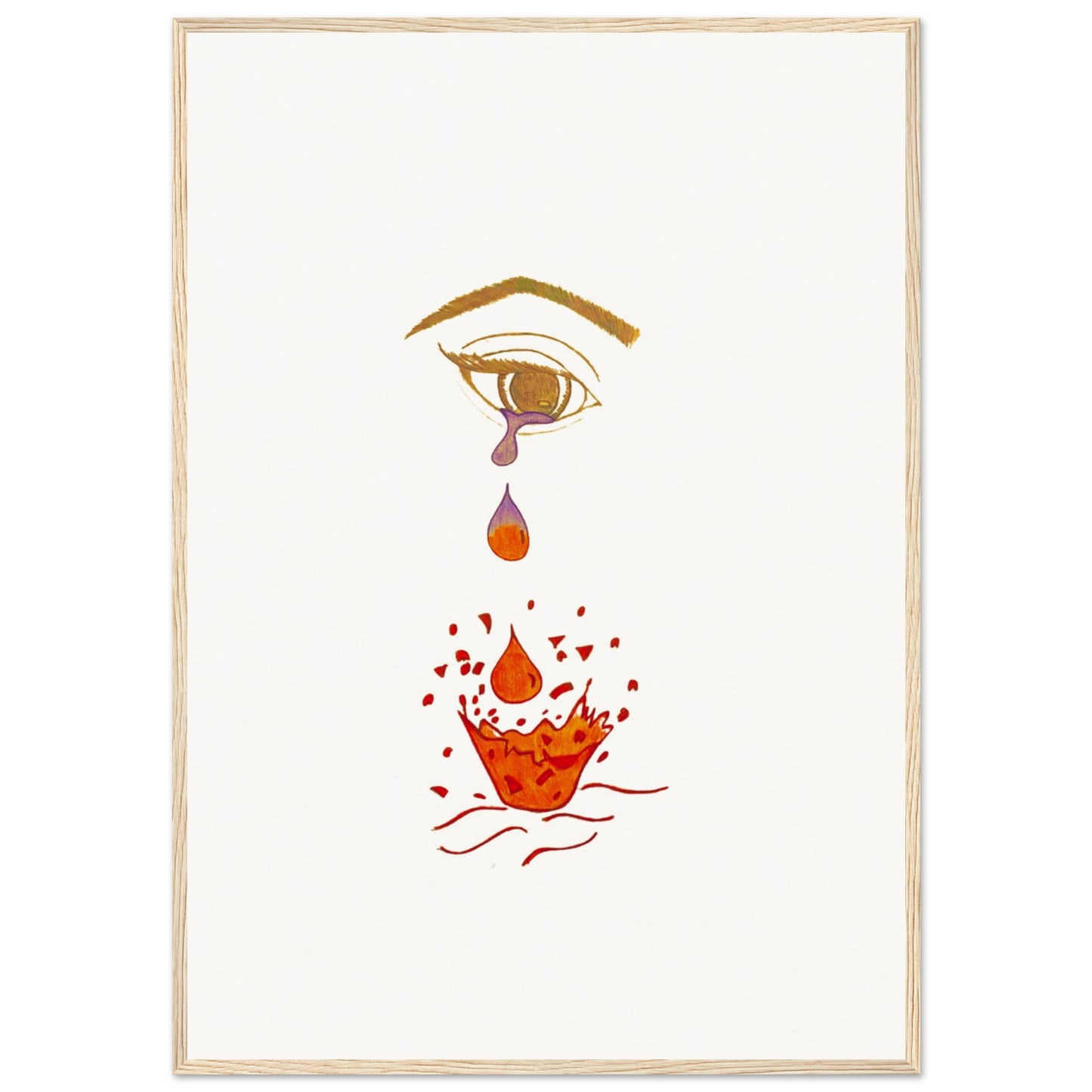 Crying eye Shattered -Museum-Quality Matte Paper Wooden Framed Poster