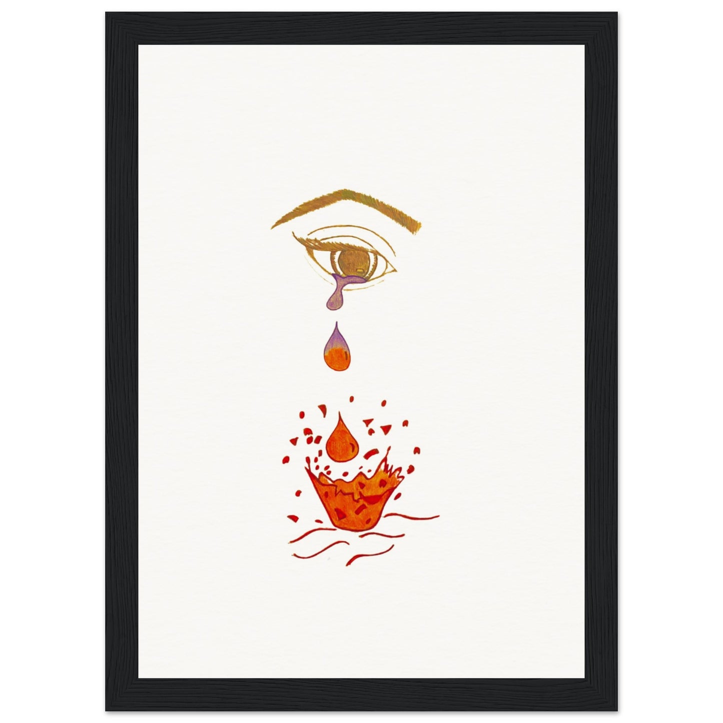 Crying eye Shattered -Museum-Quality Matte Paper Wooden Framed Poster