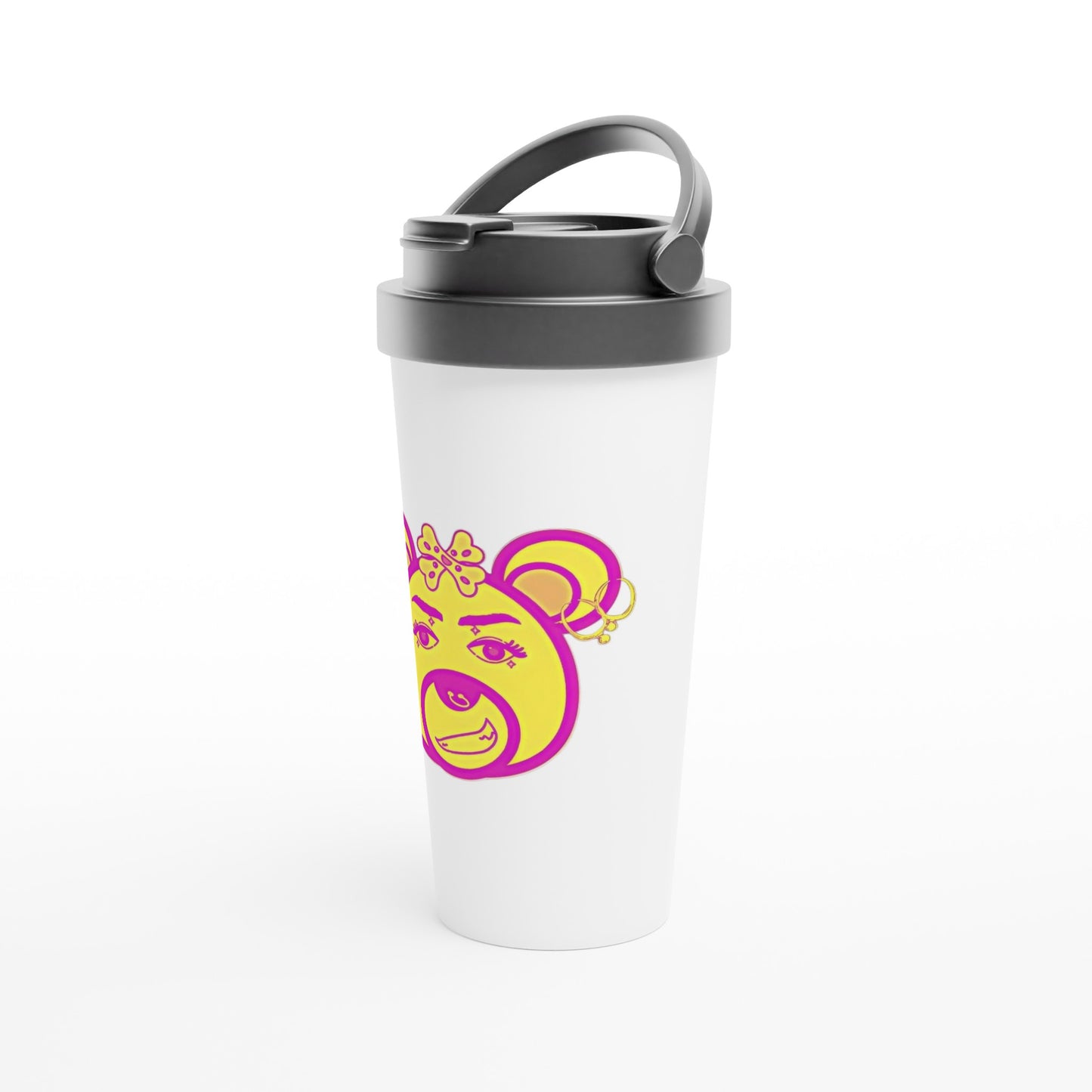 Neon Bear-White 15oz Stainless Steel Travel Mug