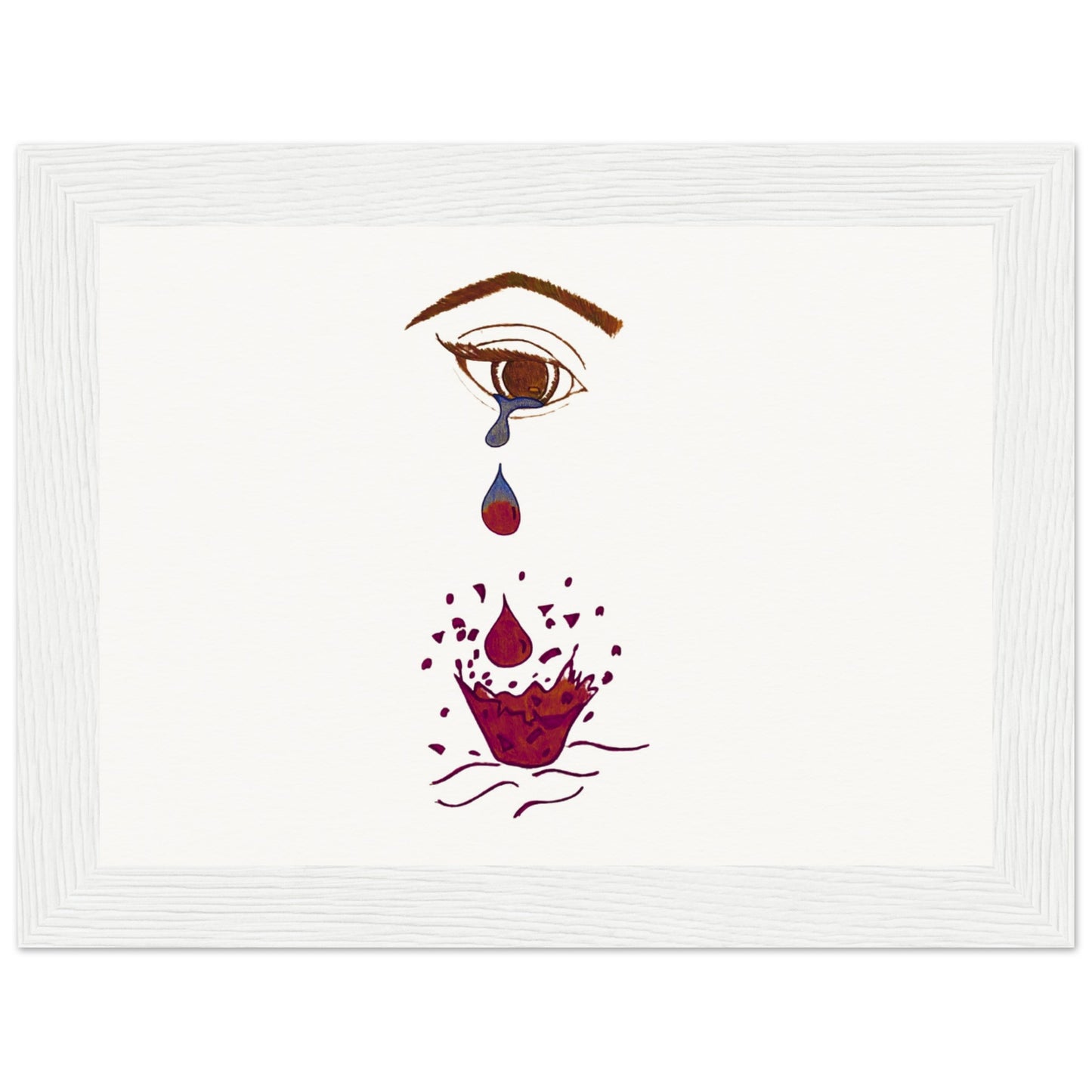 Crying eye Shattered -Museum-Quality Matte Paper Wooden Framed Poster