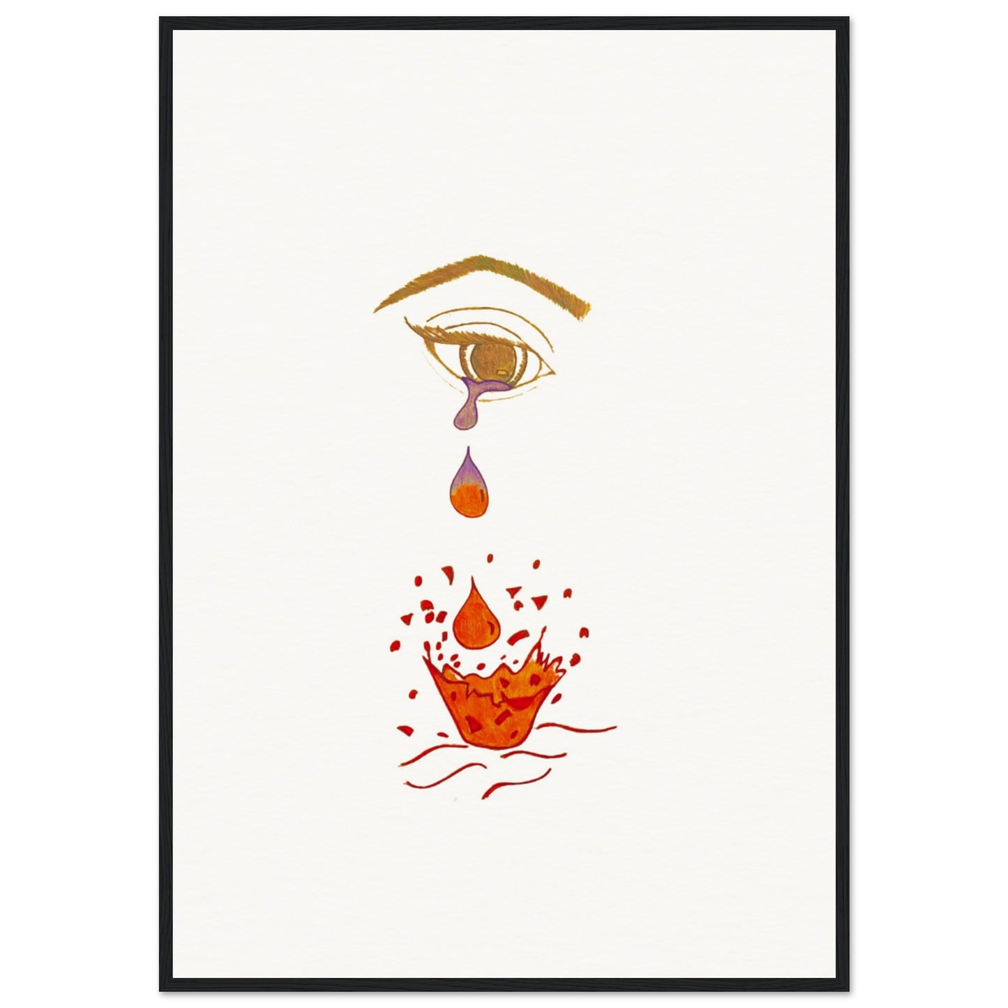 Crying eye Shattered -Museum-Quality Matte Paper Wooden Framed Poster