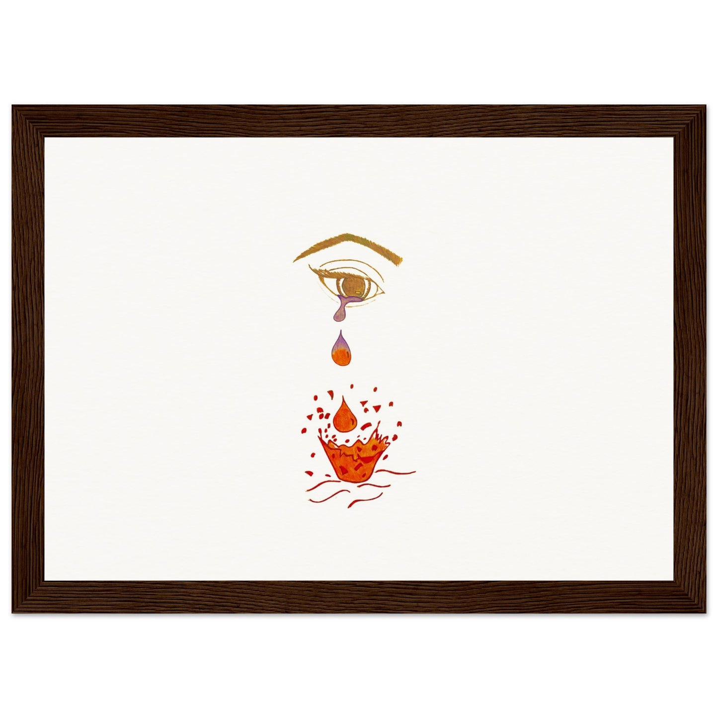 Crying eye Shattered -Museum-Quality Matte Paper Wooden Framed Poster