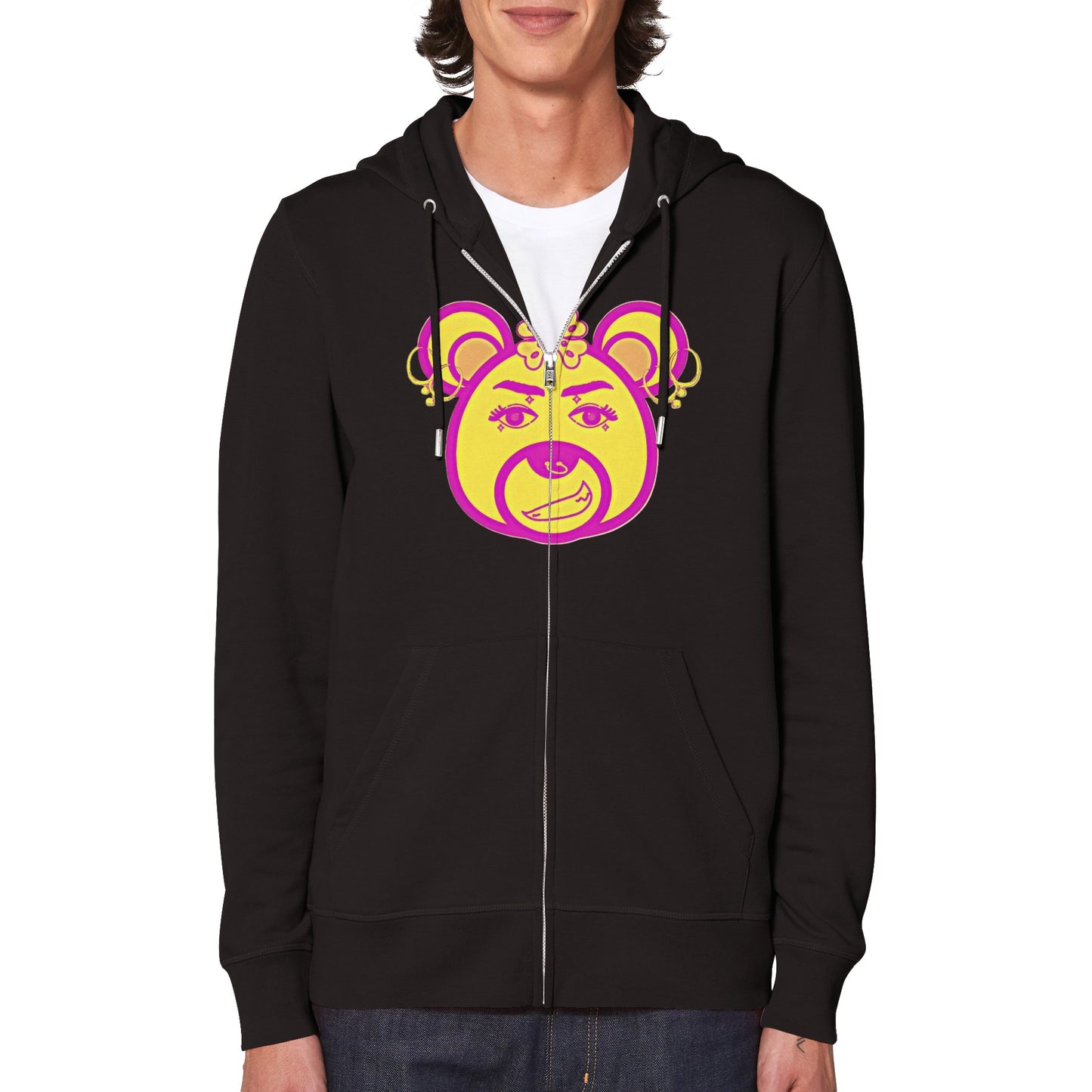 Neon Bear-Organic Unisex Zip Hoodie