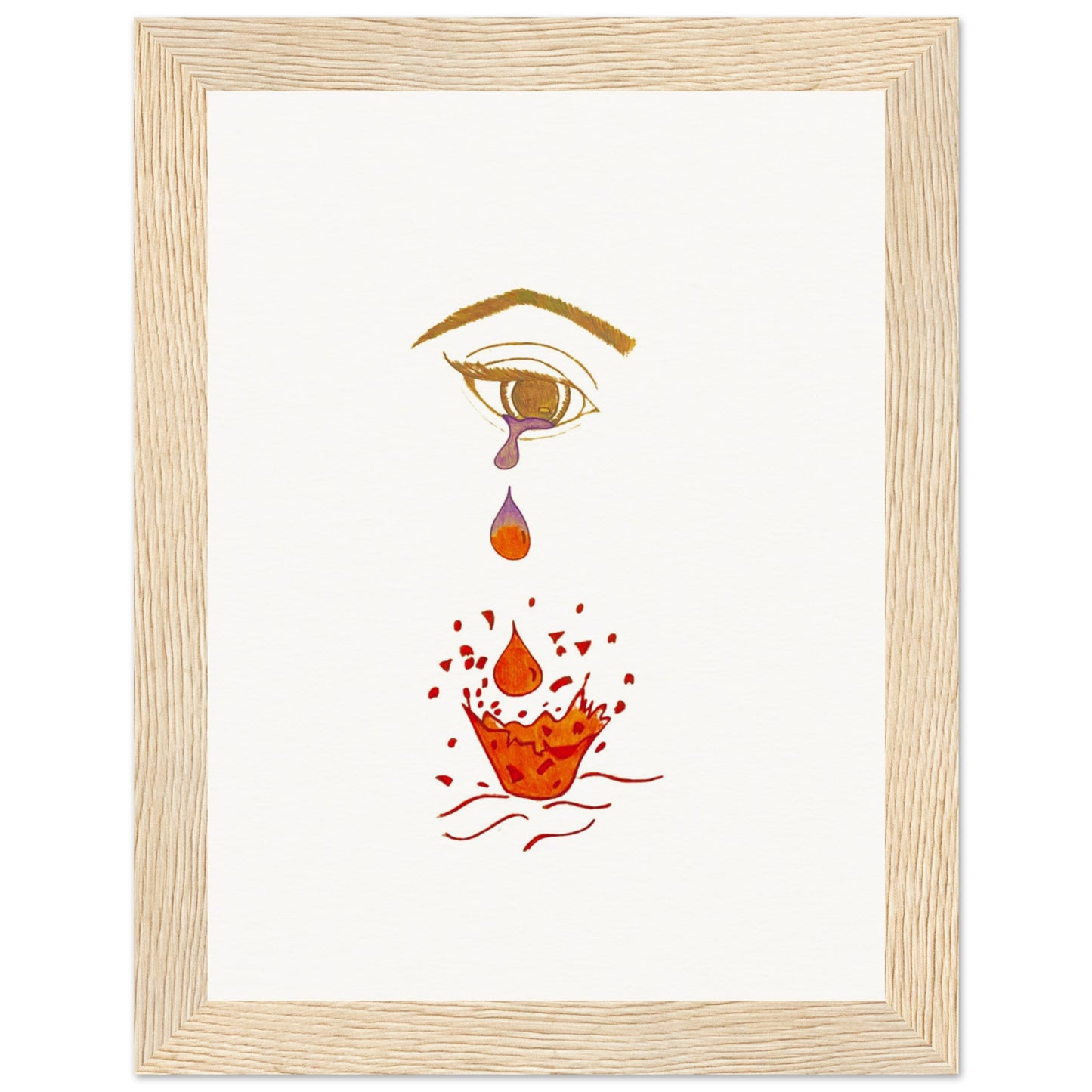 Crying eye Shattered -Museum-Quality Matte Paper Wooden Framed Poster