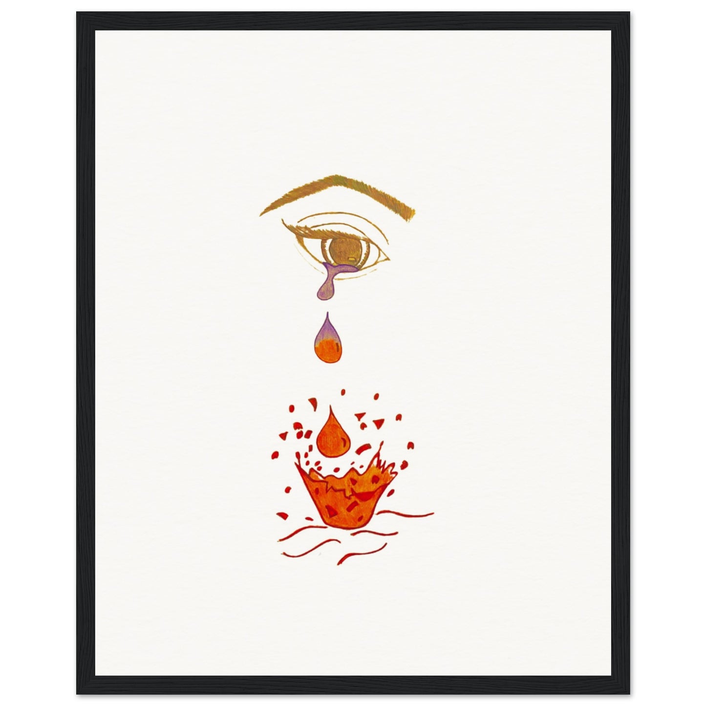 Crying eye Shattered -Museum-Quality Matte Paper Wooden Framed Poster