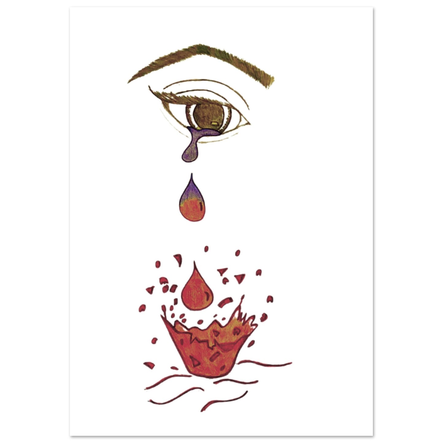 Crying eye Shattered -Premium Matte Paper Poster