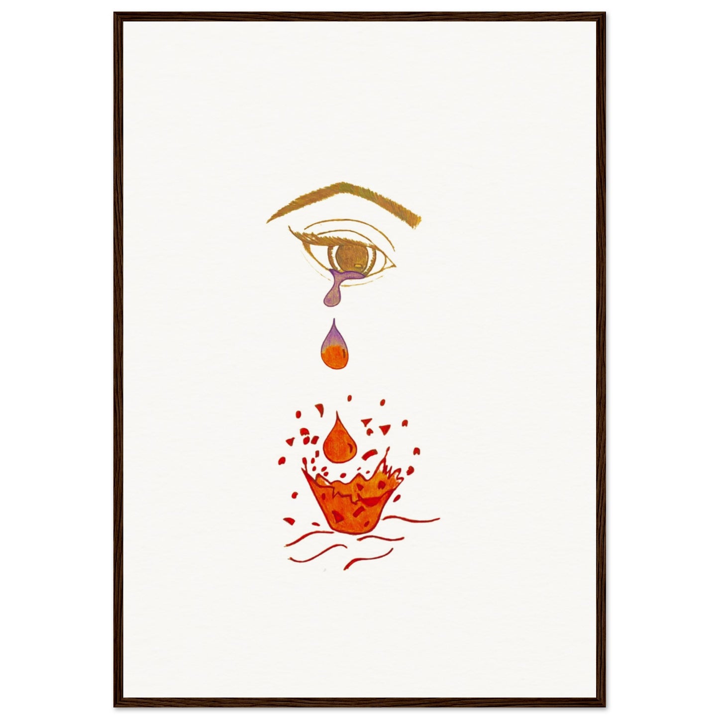 Crying eye Shattered -Museum-Quality Matte Paper Wooden Framed Poster