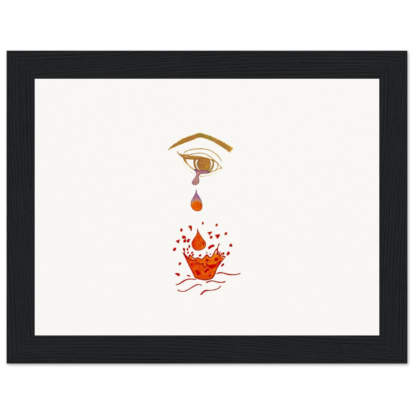 Crying eye Shattered -Museum-Quality Matte Paper Wooden Framed Poster