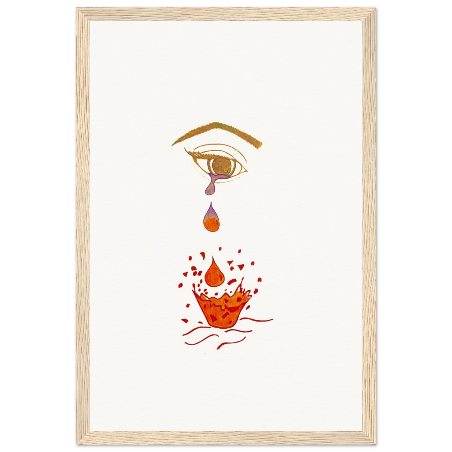 Crying eye Shattered -Museum-Quality Matte Paper Wooden Framed Poster