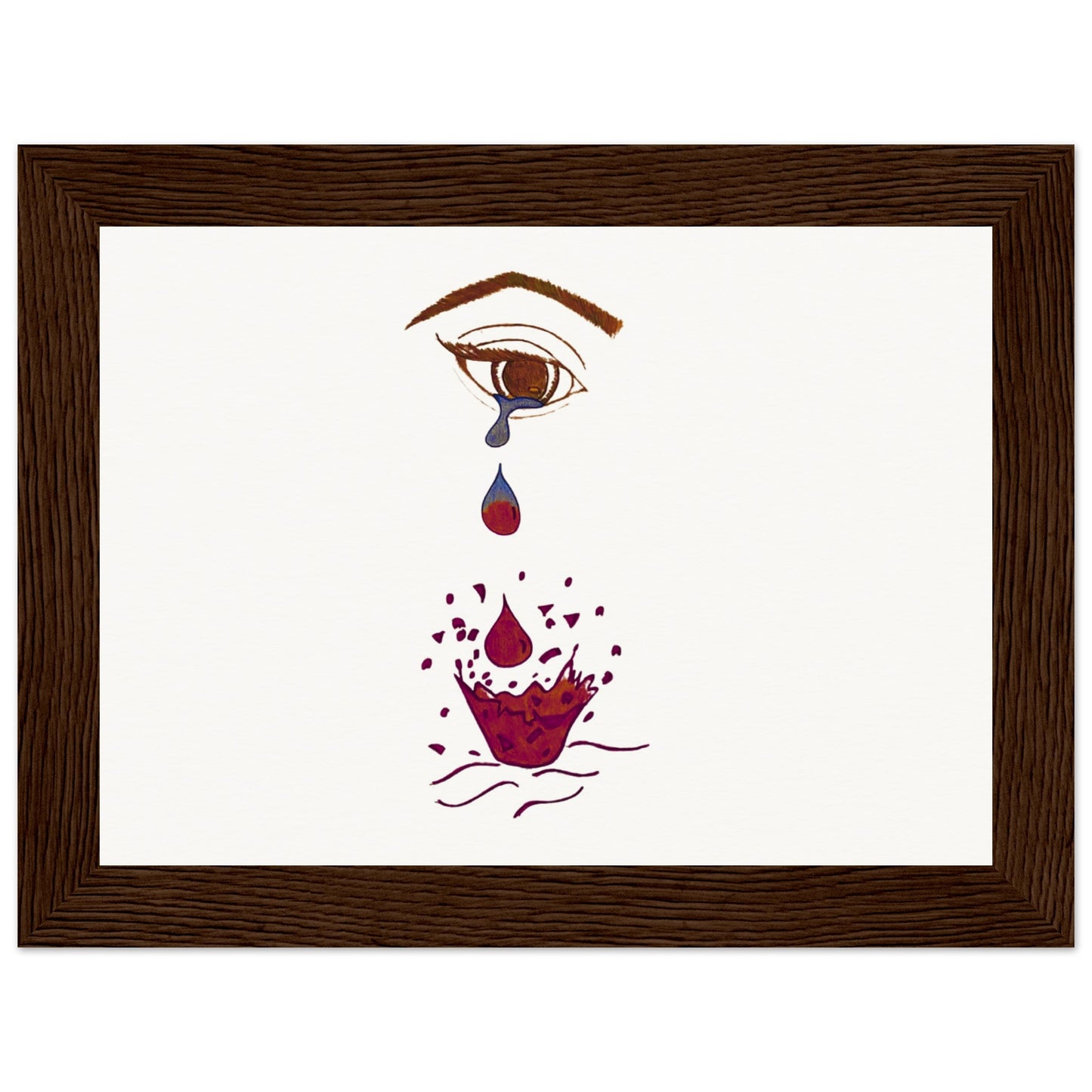 Crying eye Shattered -Museum-Quality Matte Paper Wooden Framed Poster