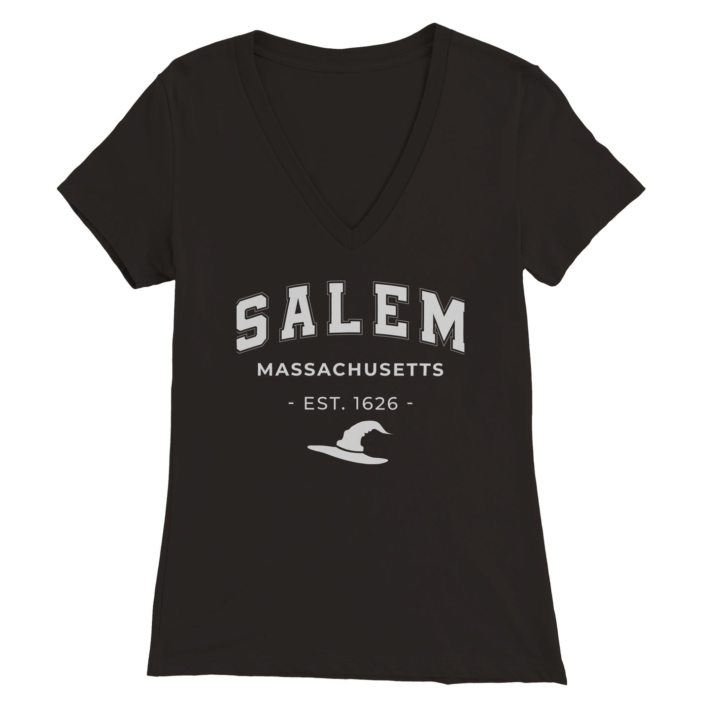Salem Mass Witch hat -Premium Womens V-Neck T-shirt