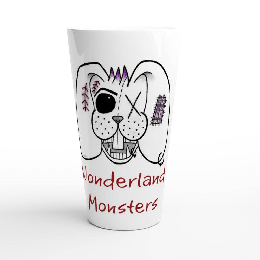 Wonderland Monsters bunny - White Latte 17oz Ceramic Mug