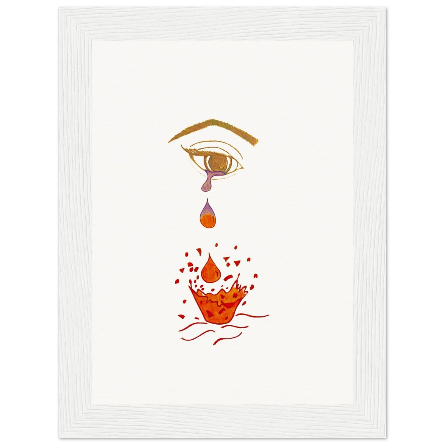 Crying eye Shattered -Museum-Quality Matte Paper Wooden Framed Poster