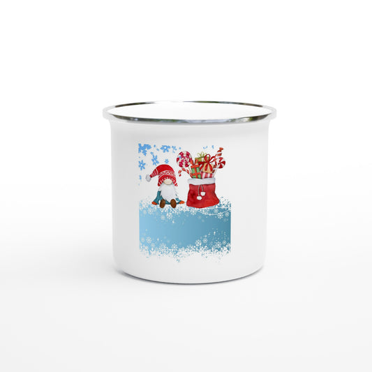 christmas gnome - White 12oz Enamel Mug