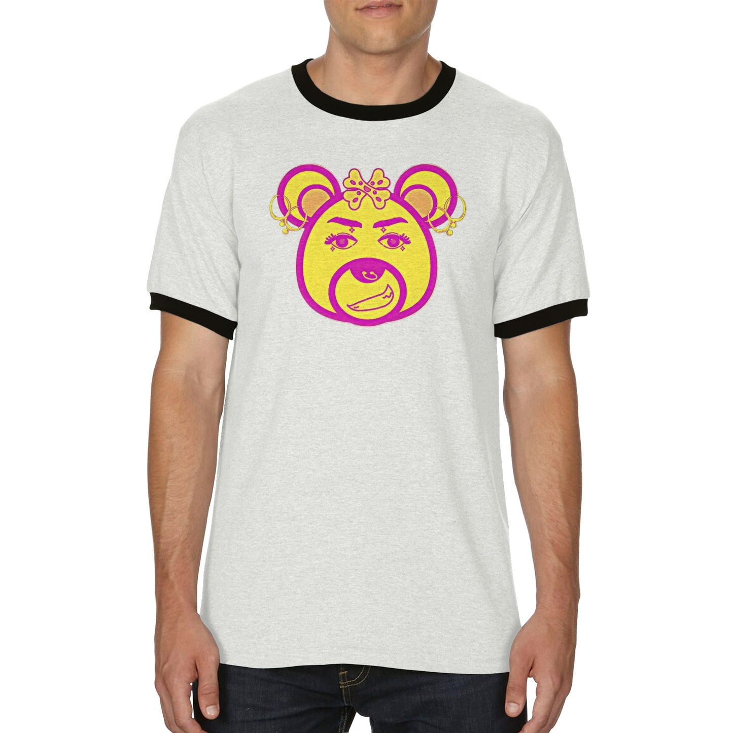 Neon Bear-Unisex Ringer T-shirt