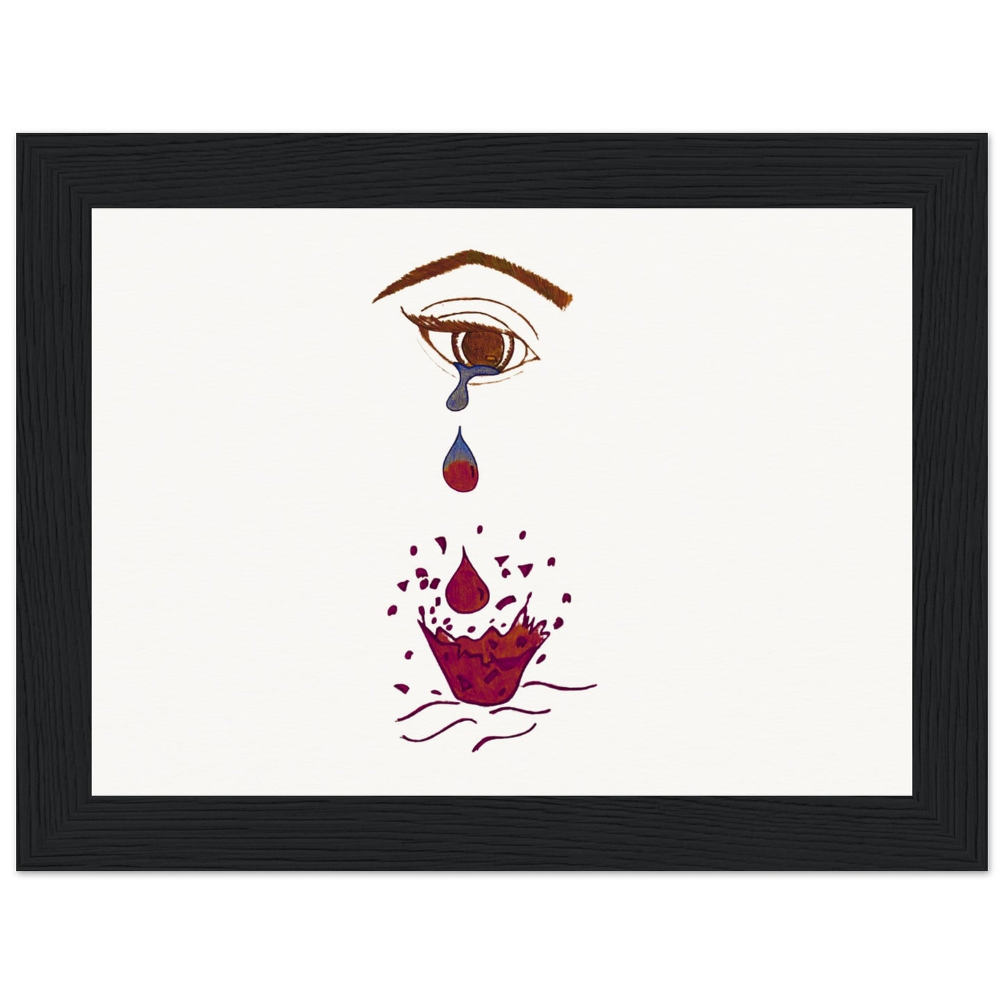 Crying eye Shattered -Museum-Quality Matte Paper Wooden Framed Poster