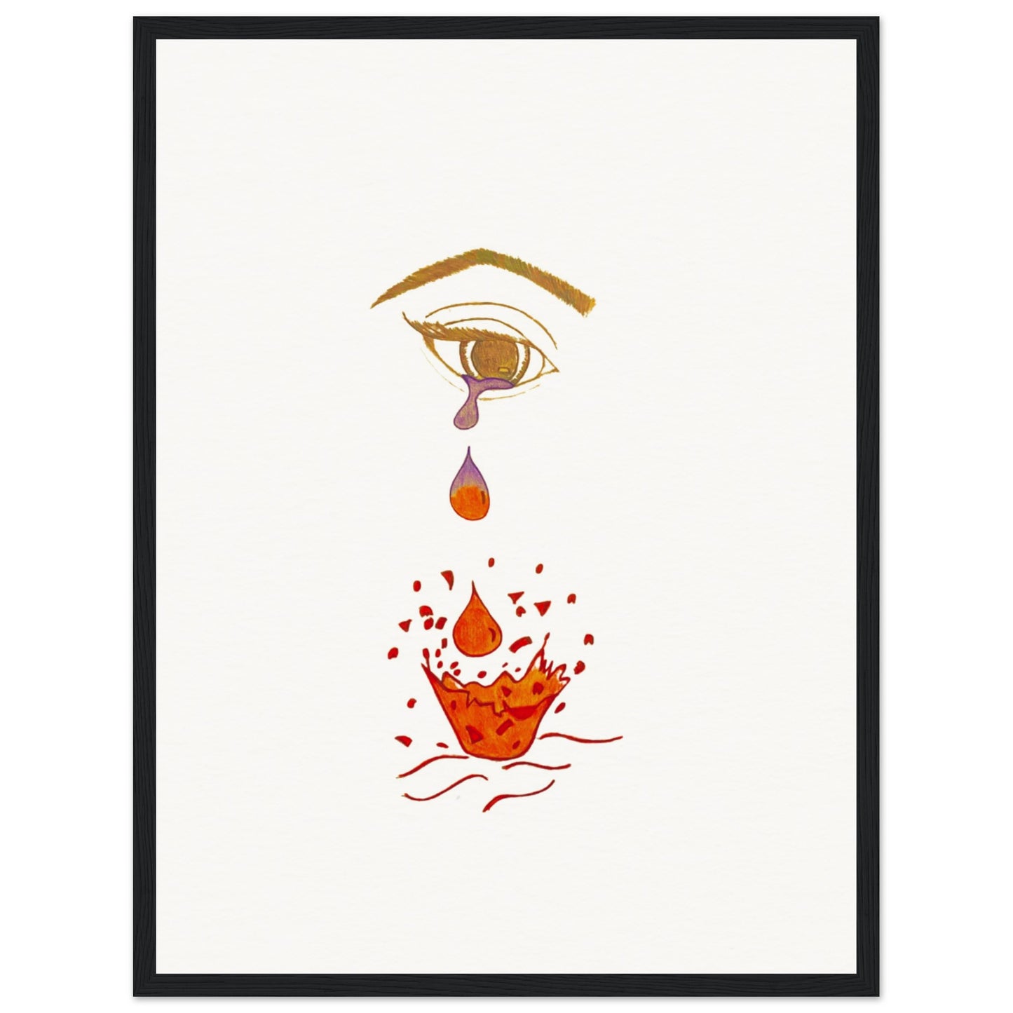 Crying eye Shattered -Museum-Quality Matte Paper Wooden Framed Poster