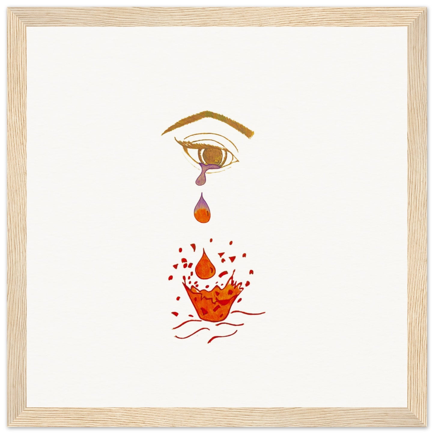 Crying eye Shattered -Museum-Quality Matte Paper Wooden Framed Poster