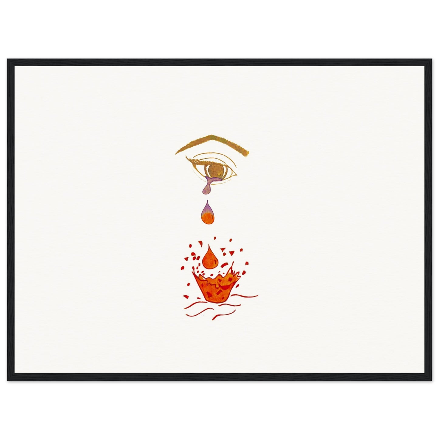 Crying eye Shattered -Museum-Quality Matte Paper Wooden Framed Poster