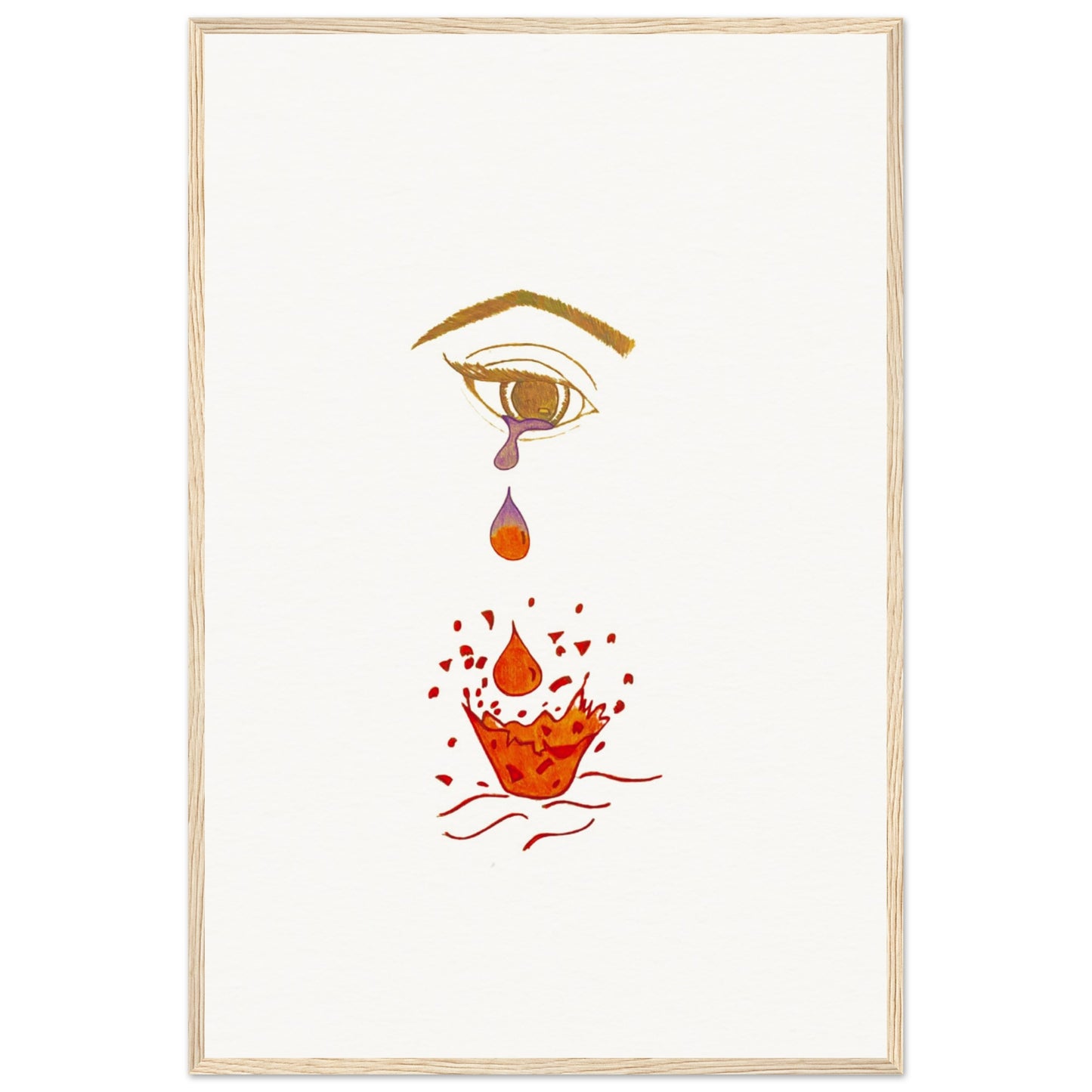 Crying eye Shattered -Museum-Quality Matte Paper Wooden Framed Poster