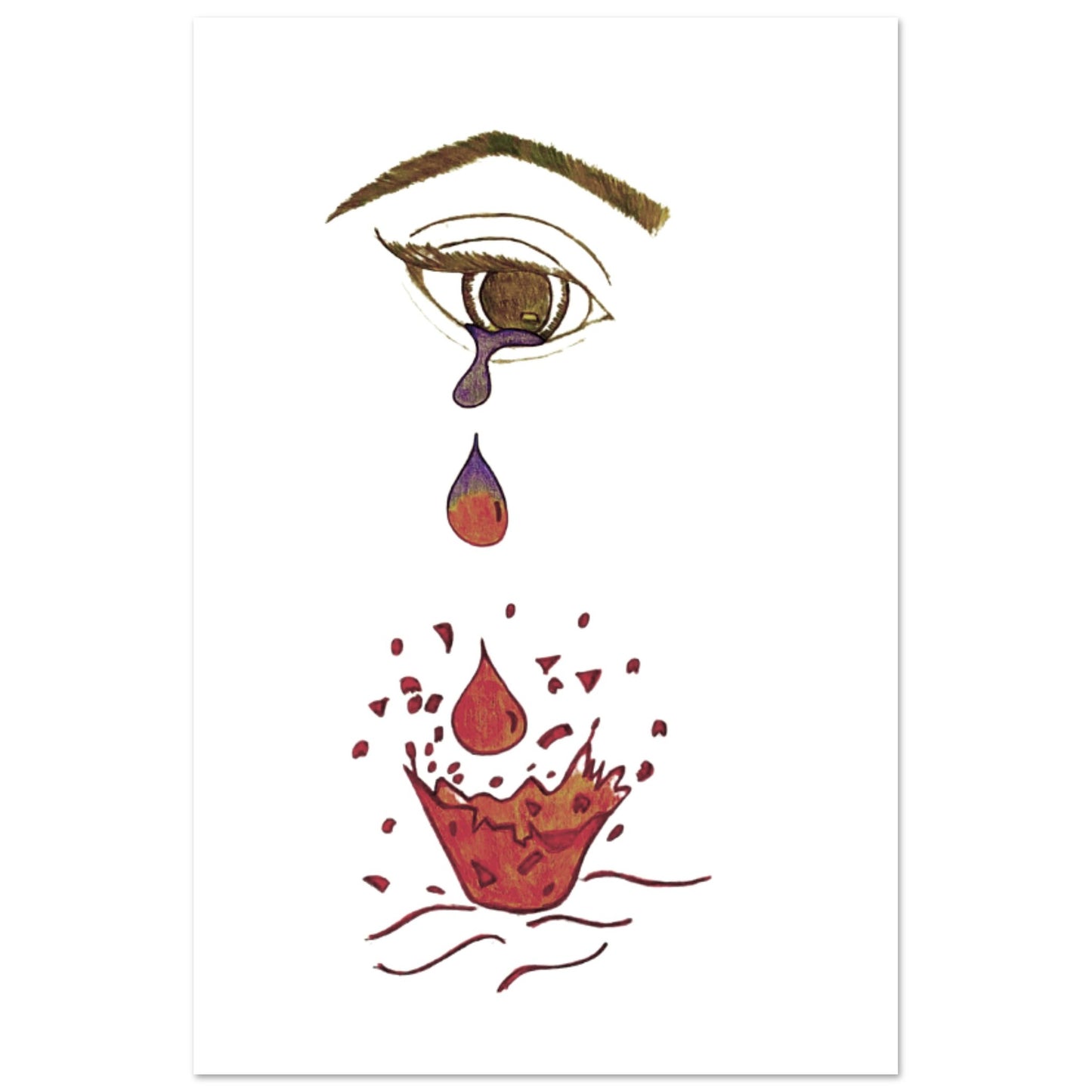 Crying eye Shattered -Premium Matte Paper Poster