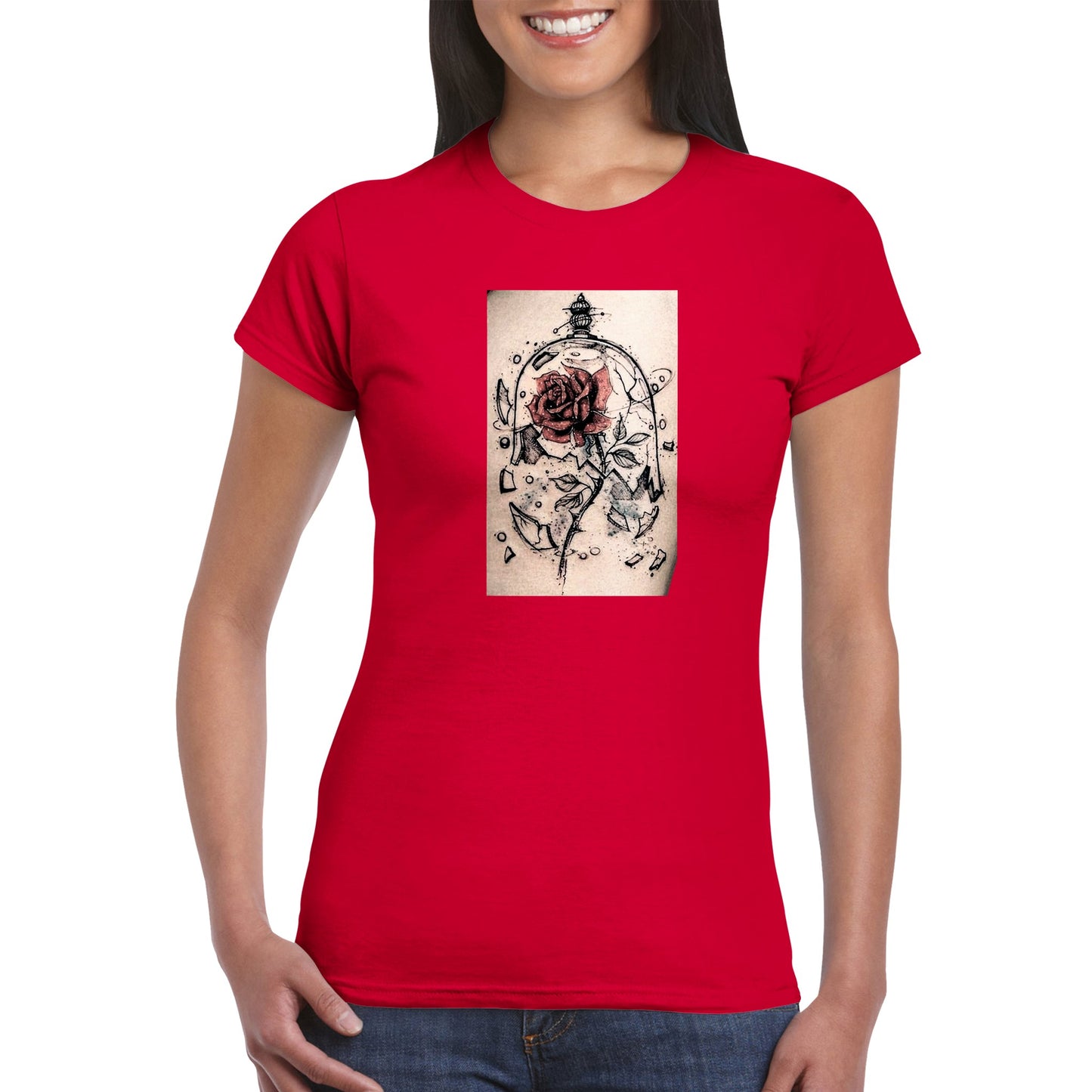 Broken Rose Glass -Classic Womens Crewneck T-shirt