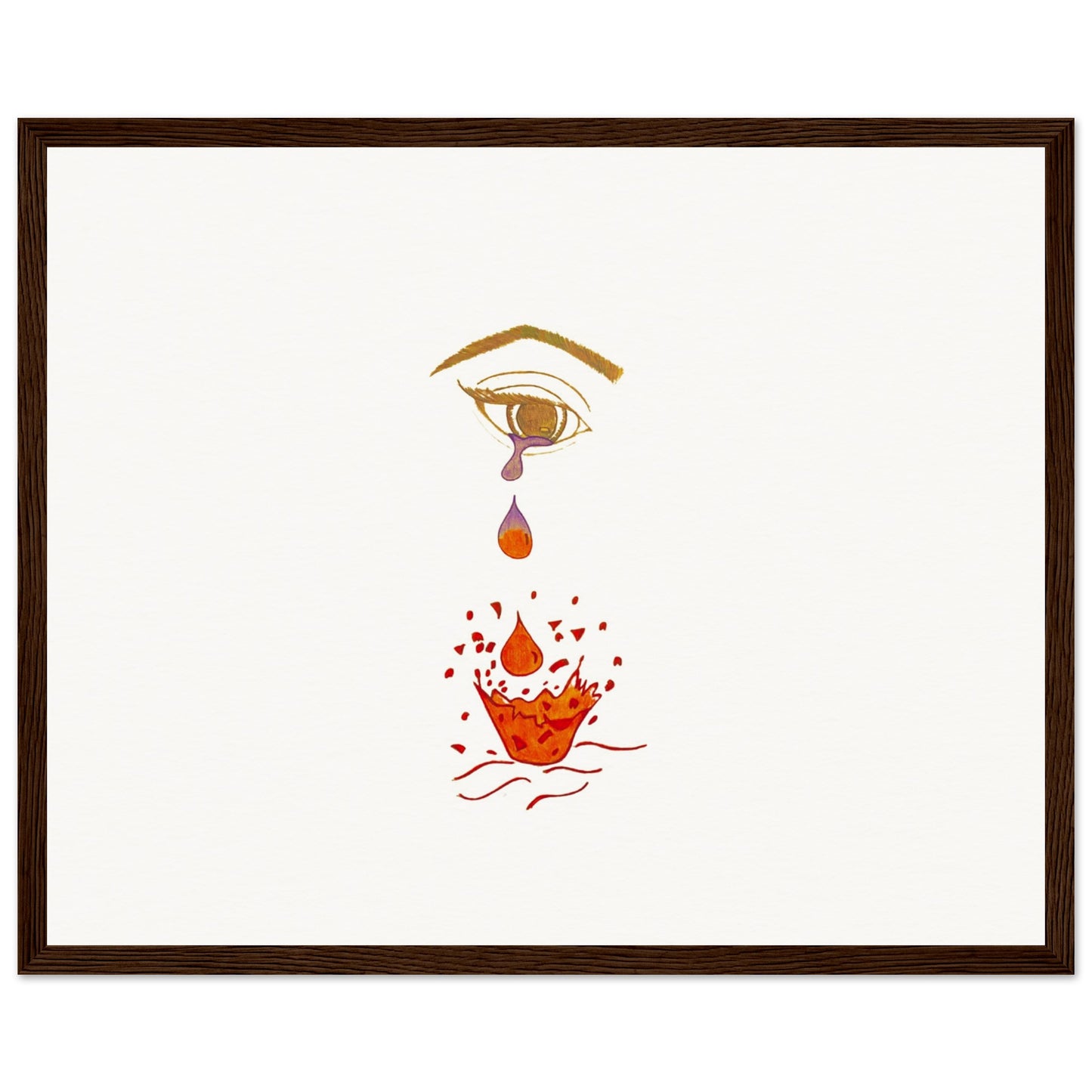 Crying eye Shattered -Museum-Quality Matte Paper Wooden Framed Poster