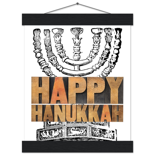Happy Hanukkah menorah - Classic Semi-Glossy Paper Poster with Hanger