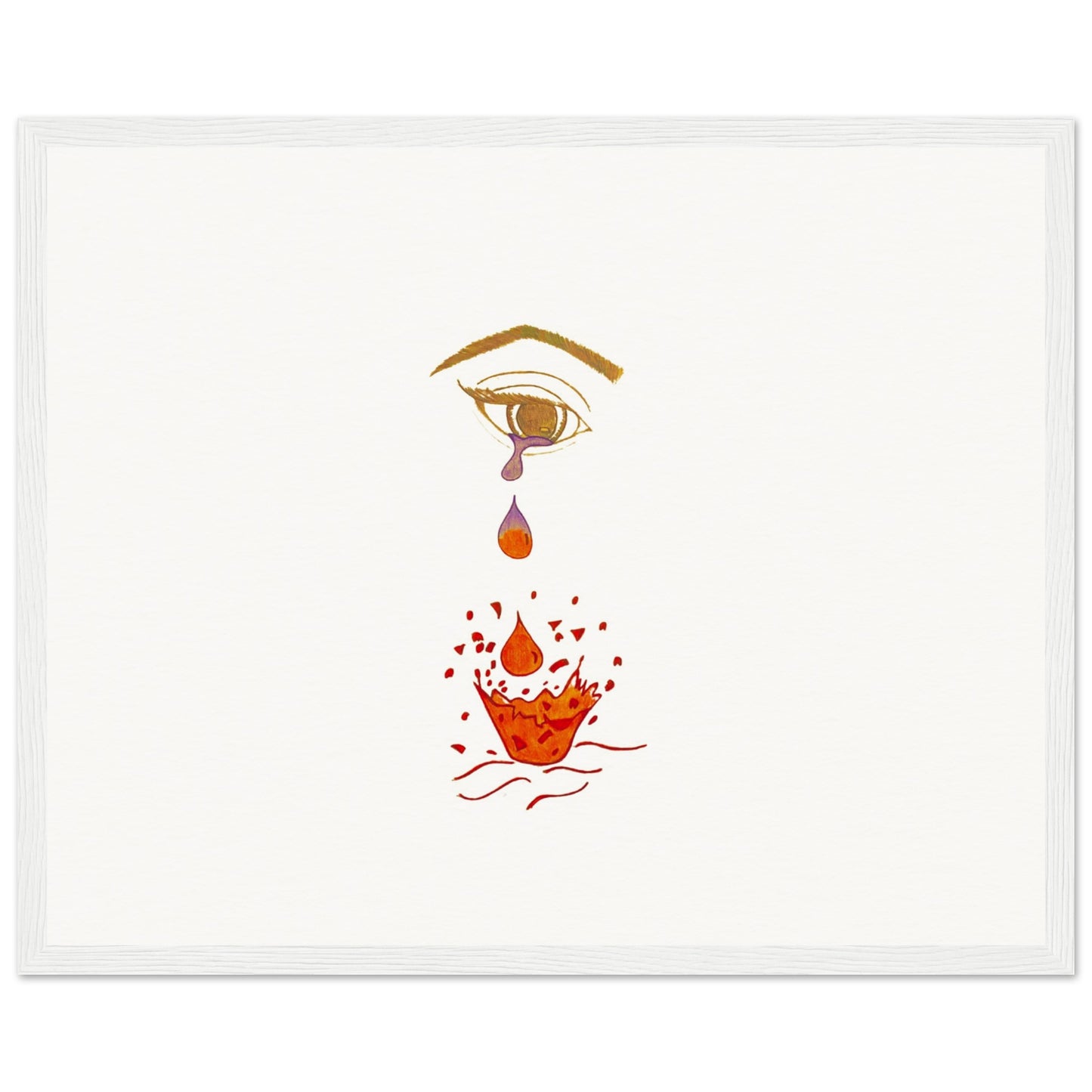 Crying eye Shattered -Museum-Quality Matte Paper Wooden Framed Poster