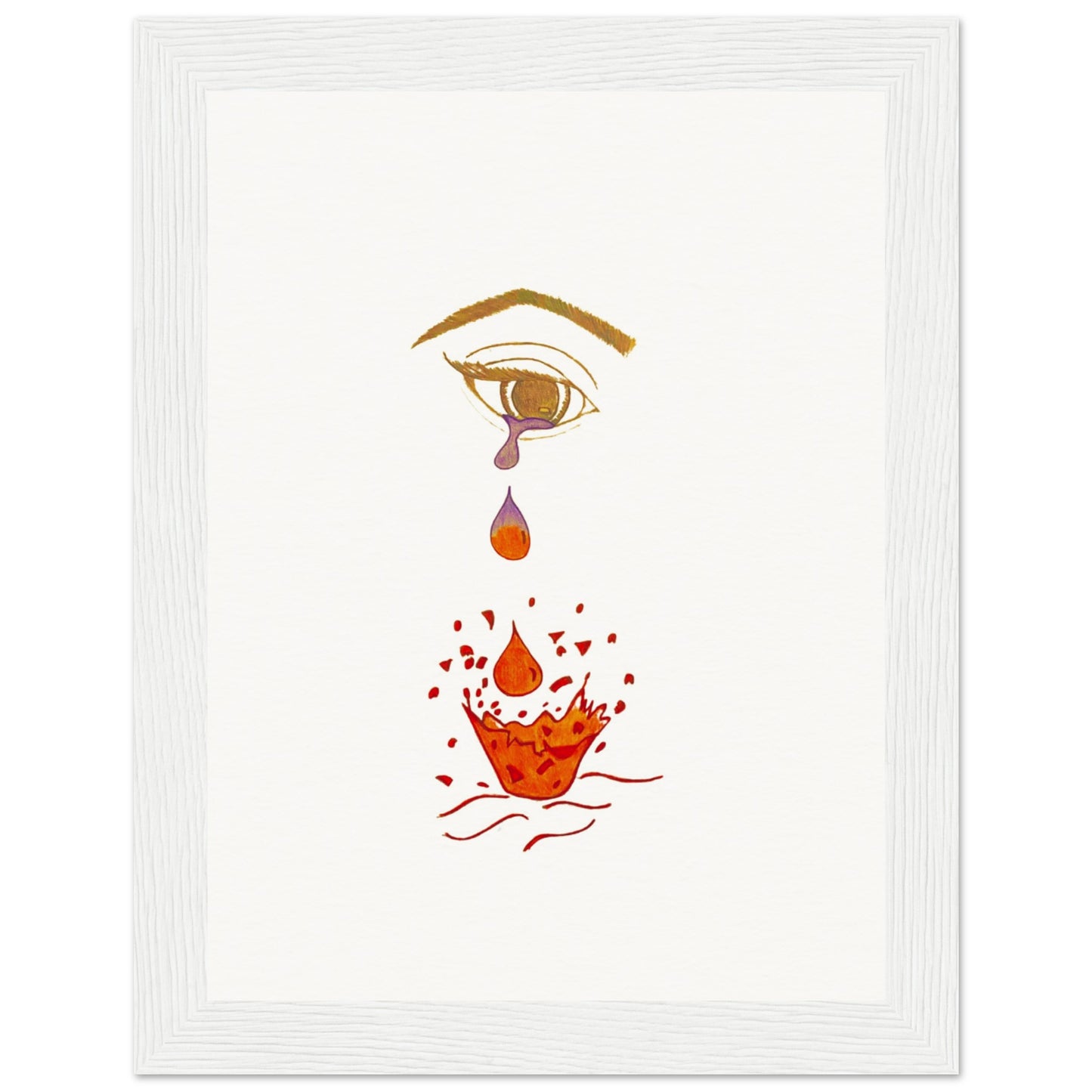 Crying eye Shattered -Museum-Quality Matte Paper Wooden Framed Poster